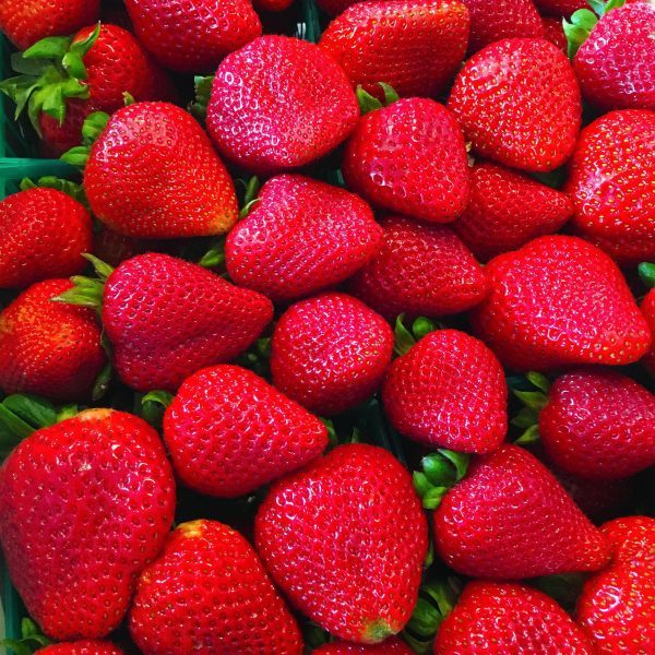 flat of fresh strawberries