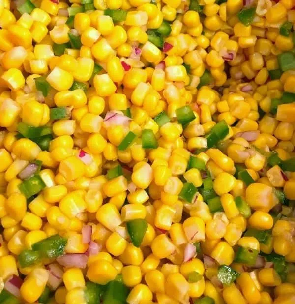 corn added to onion and green pepper