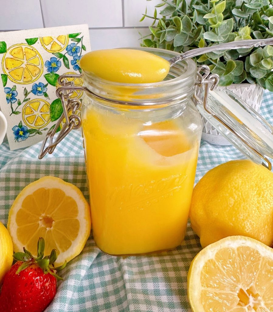 Lemon curd on a spoon.