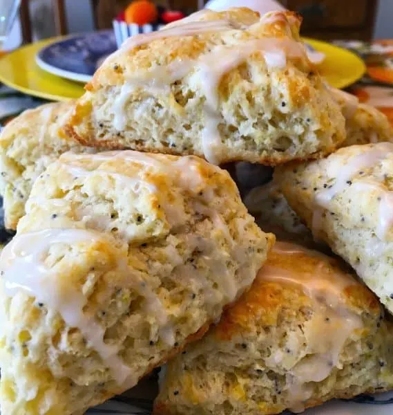 Plate full of Lemon Poppy Seed Scones