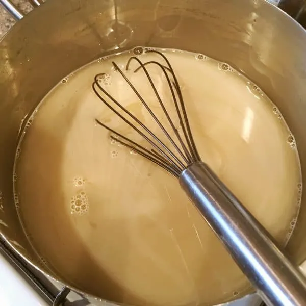 Strawberry glaze mix on the stove