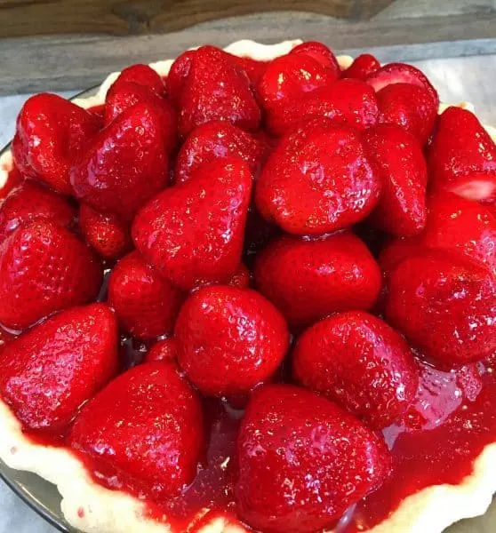 Fresh Strawberry Pie set up 