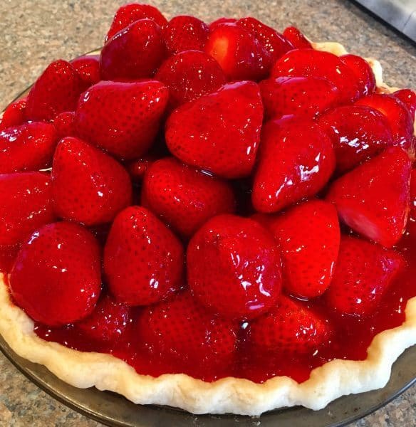 fresh strawberry pie with strawberry glaze