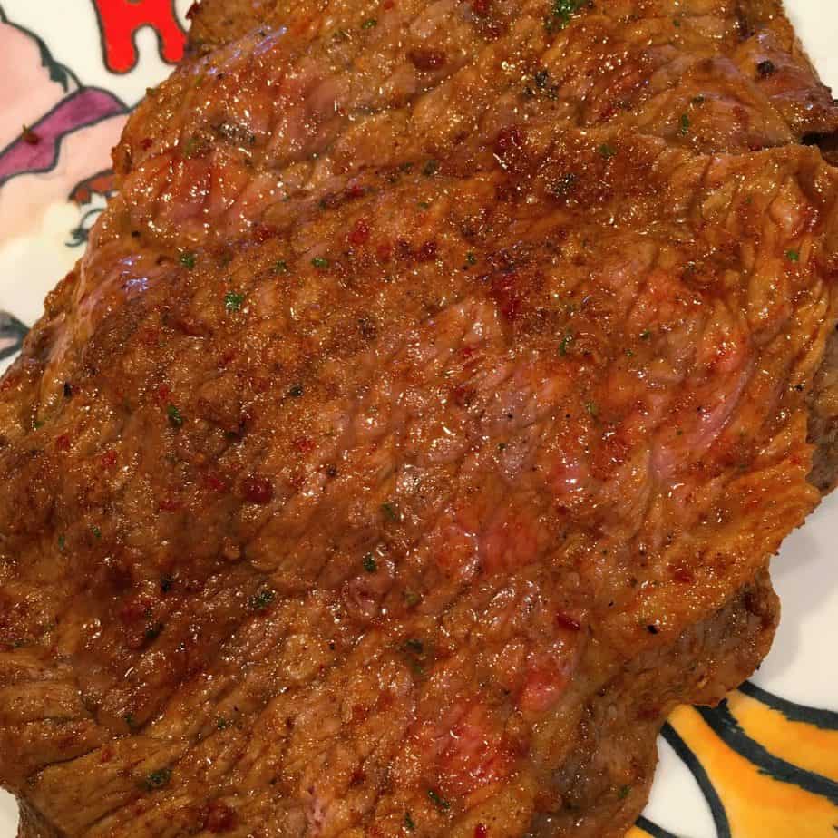 Grilled Skirt Steak on a plate.