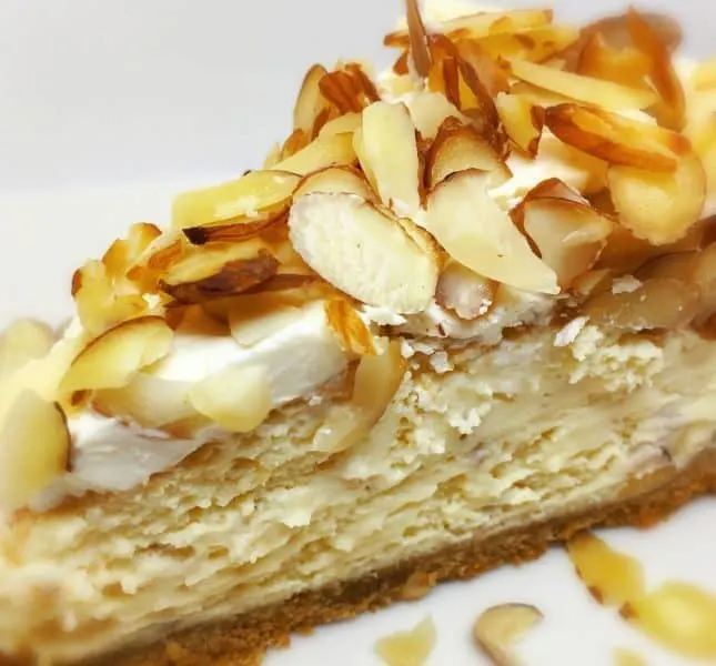 Slice of Almond Amaretto Cheesecake 