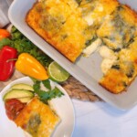 Chili Relleno Casserole with a plate serving next to it.