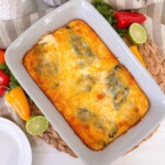 Chili Relleno Casserole in a baking dish.