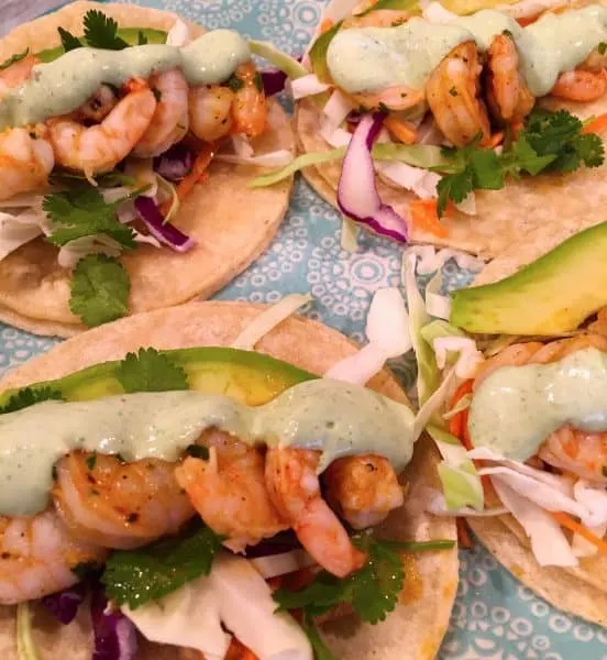 Shrimp Tacos with Crema sauce 