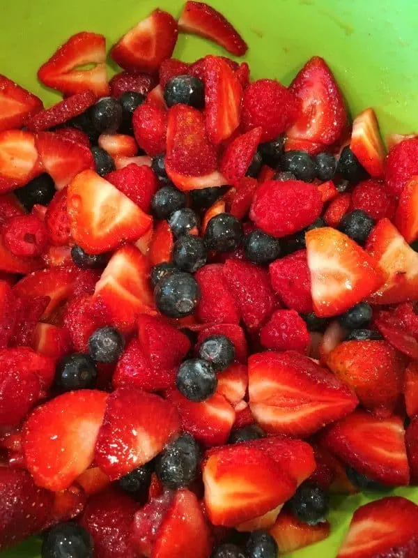 Triple fresh berries in a bowl