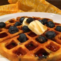 Waffles made with blueberries and bananas