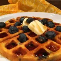 Waffles made with blueberries and bananas