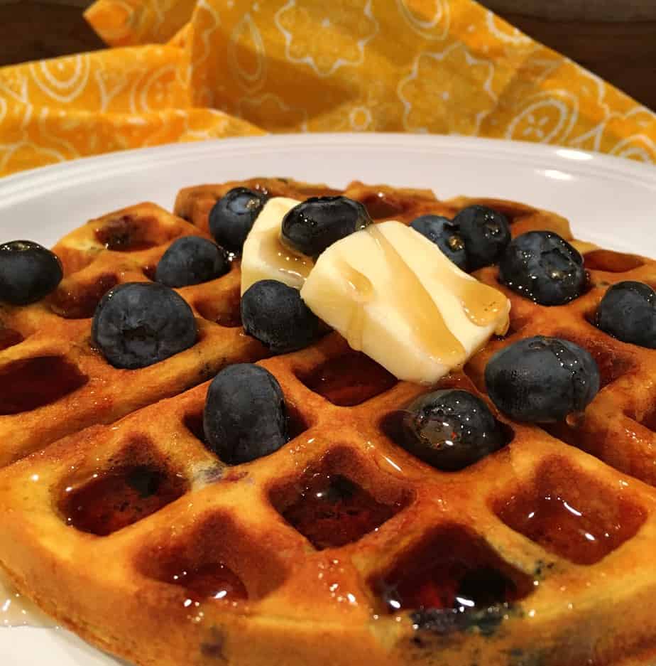 Waffles made with blueberries and bananas