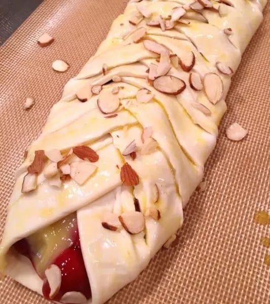 Danish brushed with egg wash and sprinkled with slivered almonds