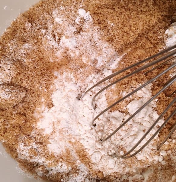 adding the flour to the brown sugar