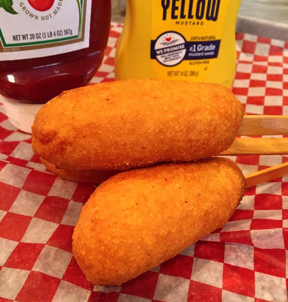 Corn dogs dipped in a homemade batter