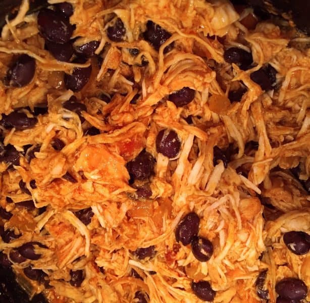 chicken and black bean mixture for Haystacks