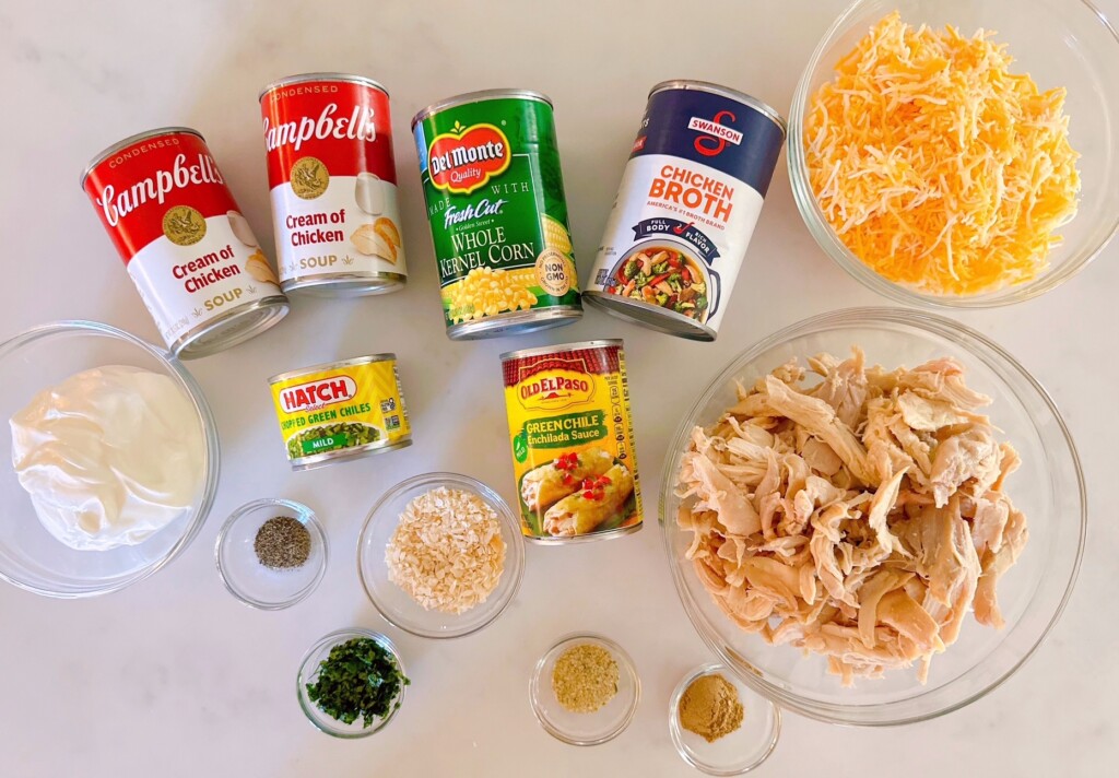 Ingredients for Chicken Enchilada Soup.