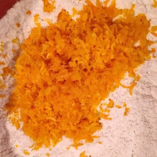 Grated Orange zest added to flour mixture