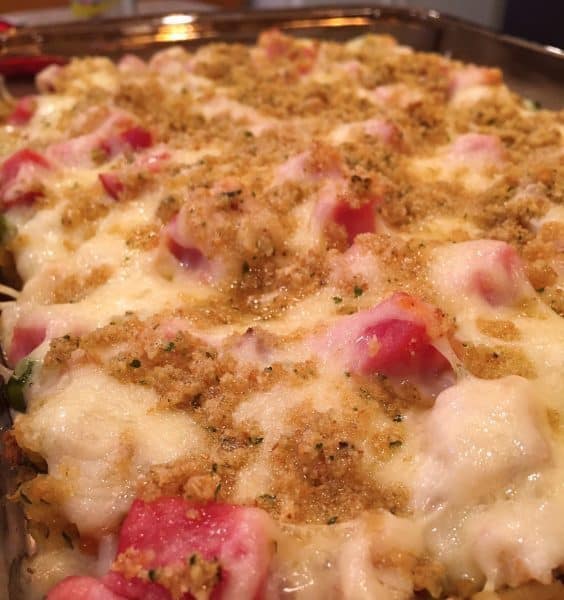 baked casserole out of the oven