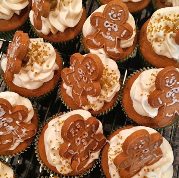 decorated gingerbread men ginger ale spiced cupcakes 