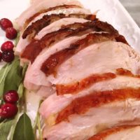 Turkey breast that has been brined before cooking