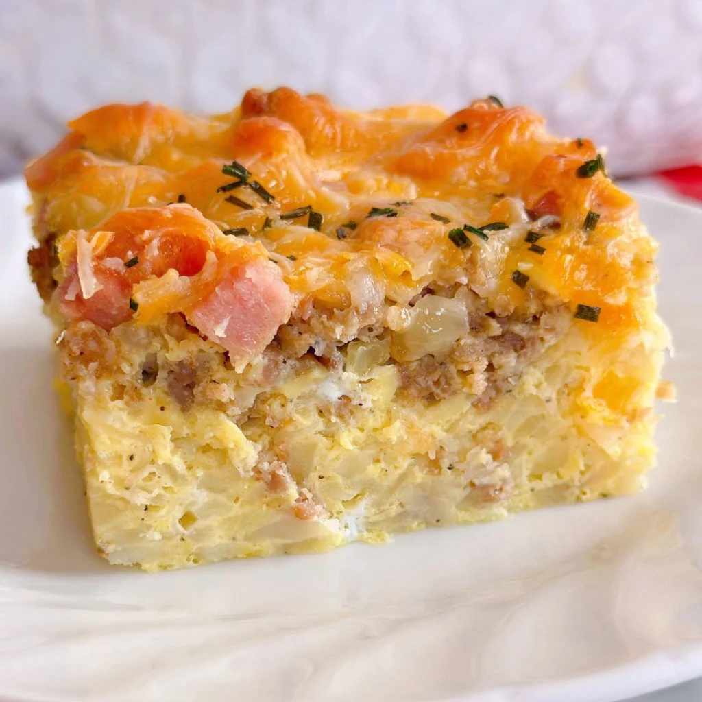 Egg Casserole cut into serving size.