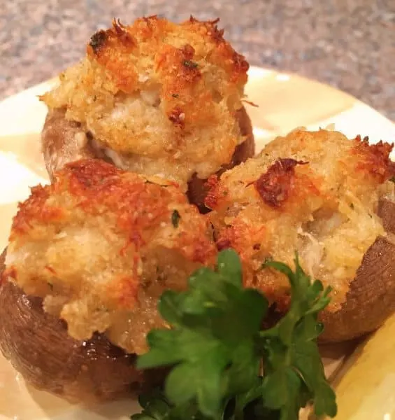 Crab Stuffed mushrooms with garlic butter