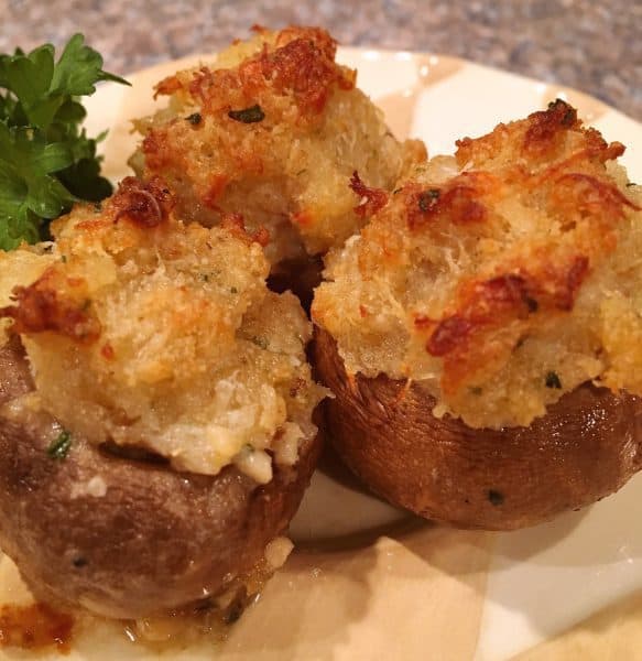 Mushrooms stuffed with crab