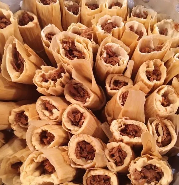 Beef Tamales in the steamer 