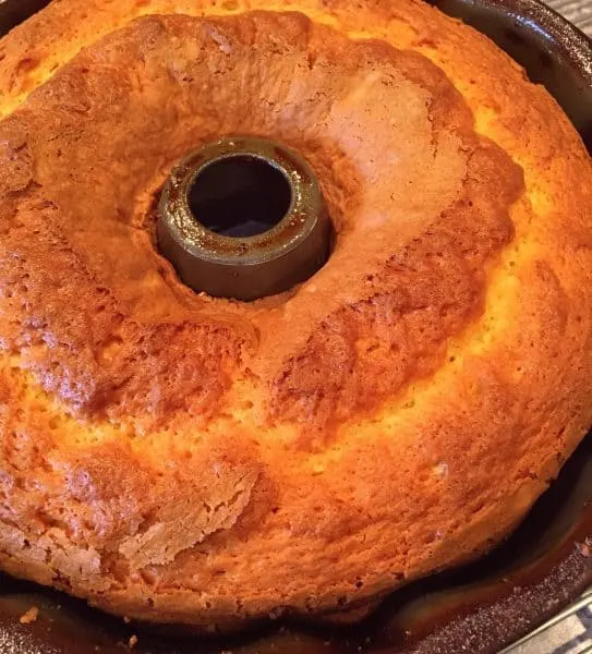 Rum cake baked and fresh out of the oven