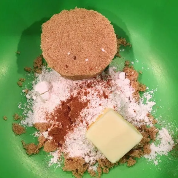 Crumb topping ingredients in a mixing bowl