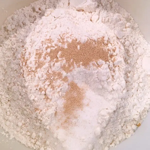 No Knead Artisan Bread ingredients in a bowl