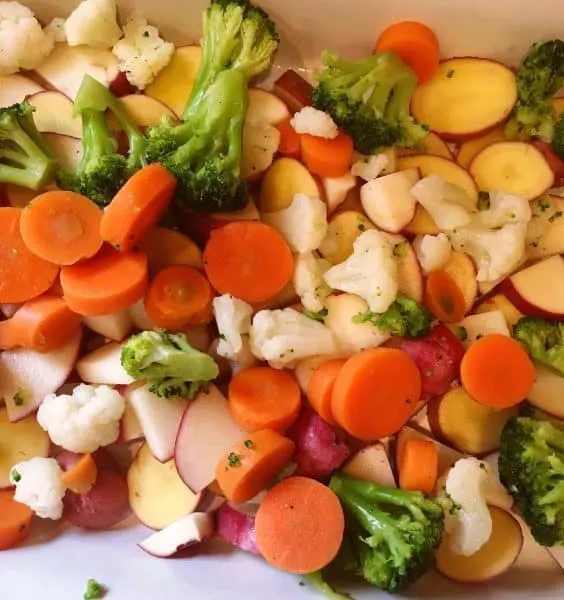 Add a layer of mixed frozen vegetables 