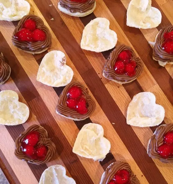 Adding cherry pie filling inside chocolate filling 