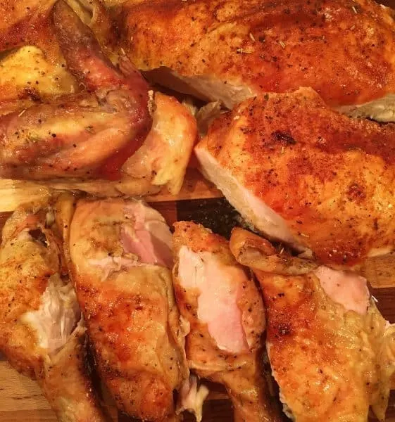 Cut up Slow Roasted Rotisserie style chicken 