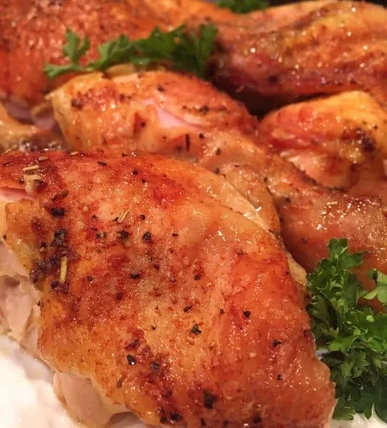 Cut up Slow Roasted Rotisserie Sticky Chicken
