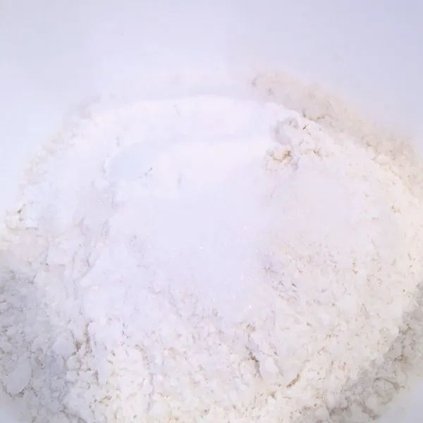 Bowl with Flour, Sugar, baking soda, baking powder, and salt
