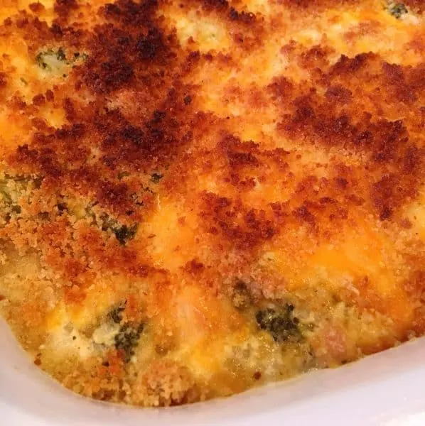 Baked Casserole topped with golden Bread Crumbs