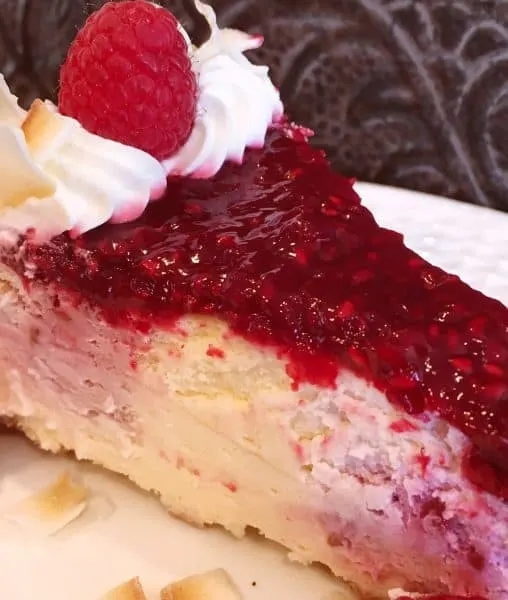 Slice of Coconut Raspberry Cheesecake