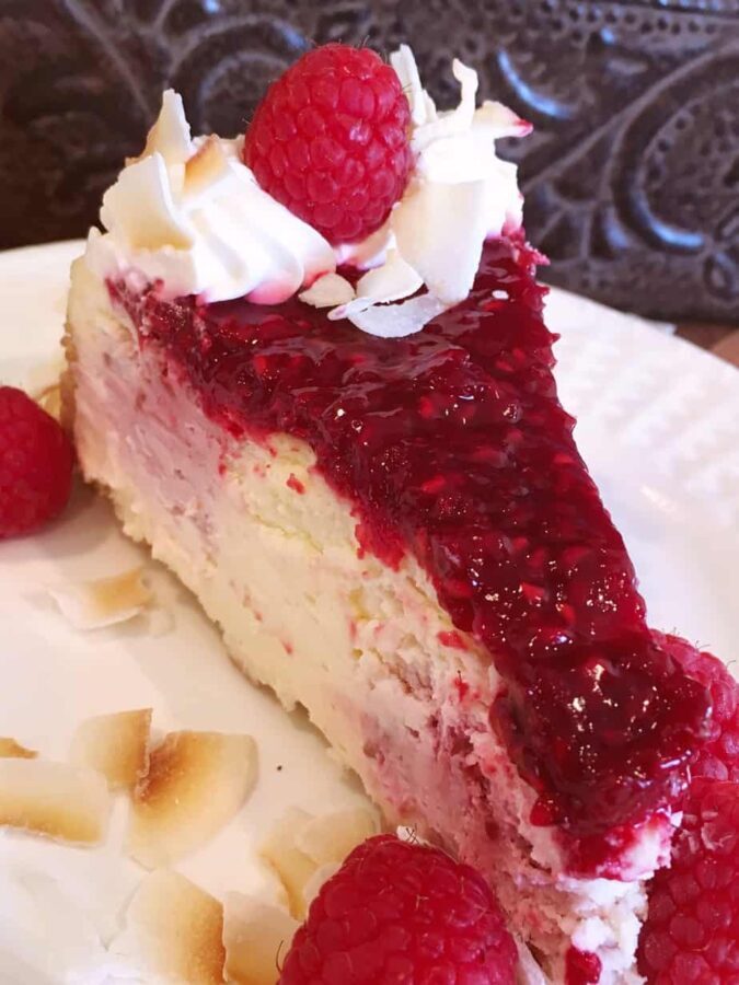 Slice of Coconut Raspberry Cheese cake