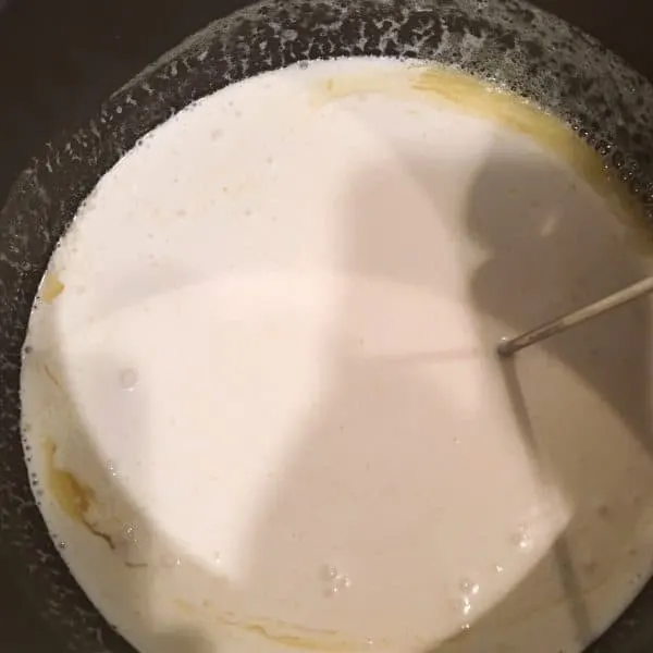 Pan with Cream Added to Melted Butter and Flour mixture