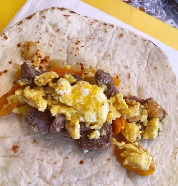 Freezer-Friendly Breakfast Burrito's being put together