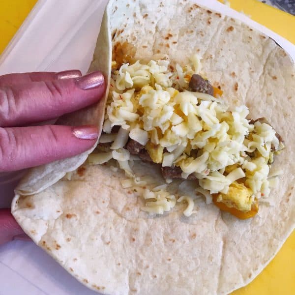 Filling Tortillas for Breakfast Burritos