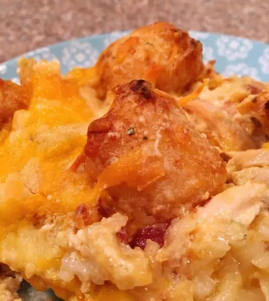 Serving of Chicken Ranch Tater Tot Casserole