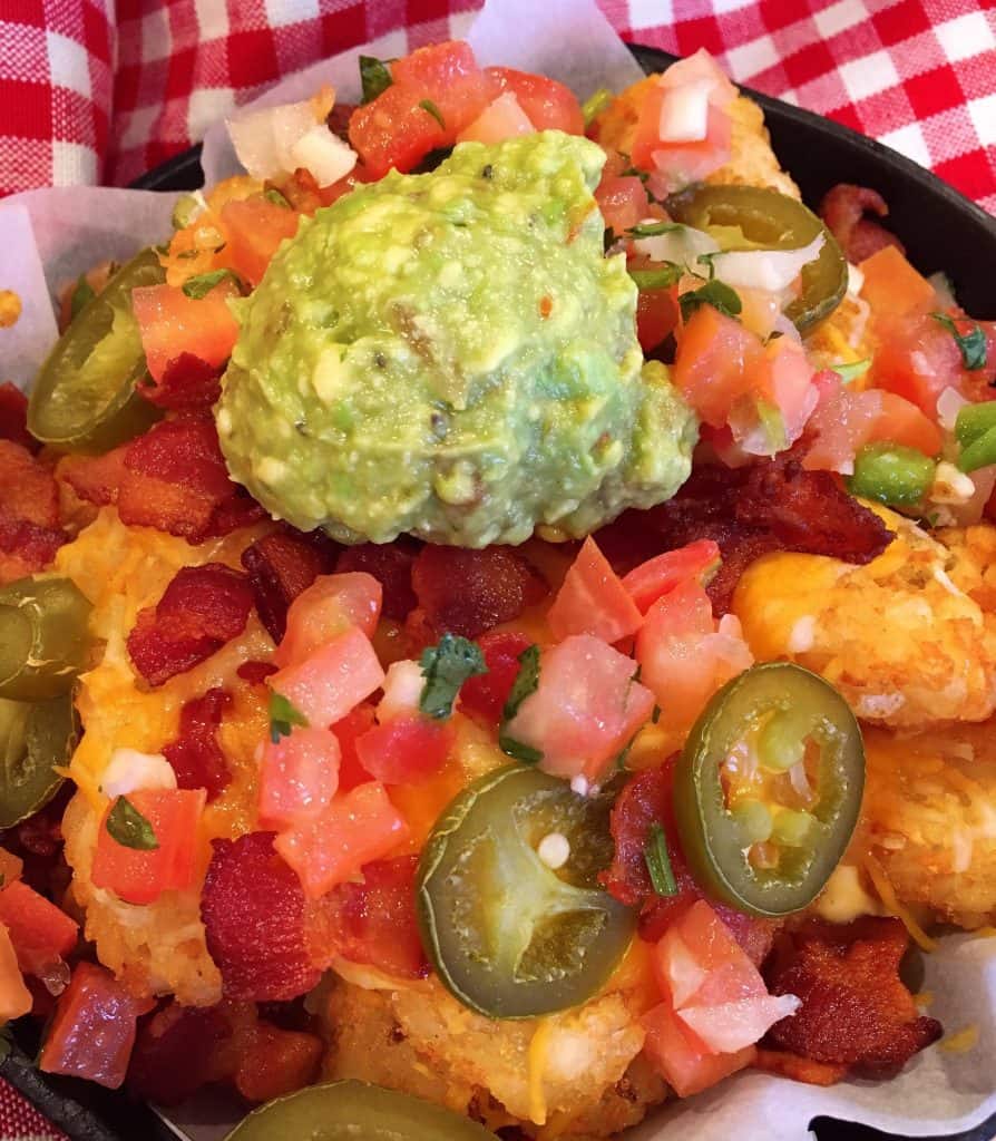 Loaded Tater Tots with jalapenos.