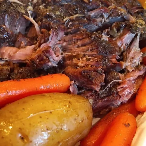 Shredded Pot Roast with Baby Gold Potatoes and carrots