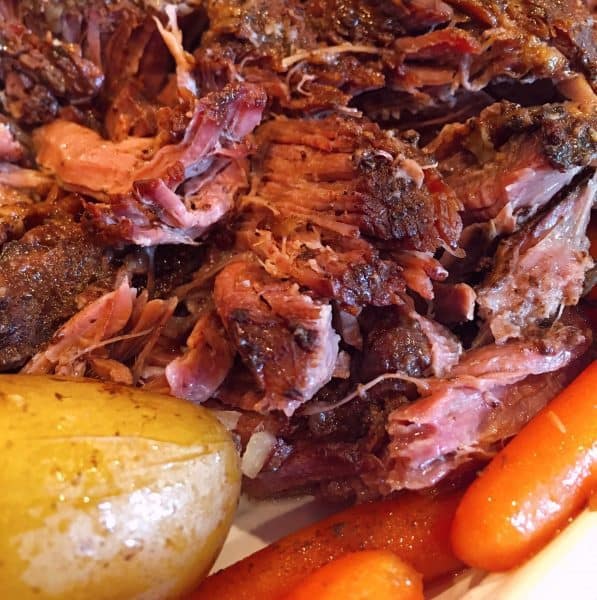 Shredded Pot Roast with potatoes and carrots