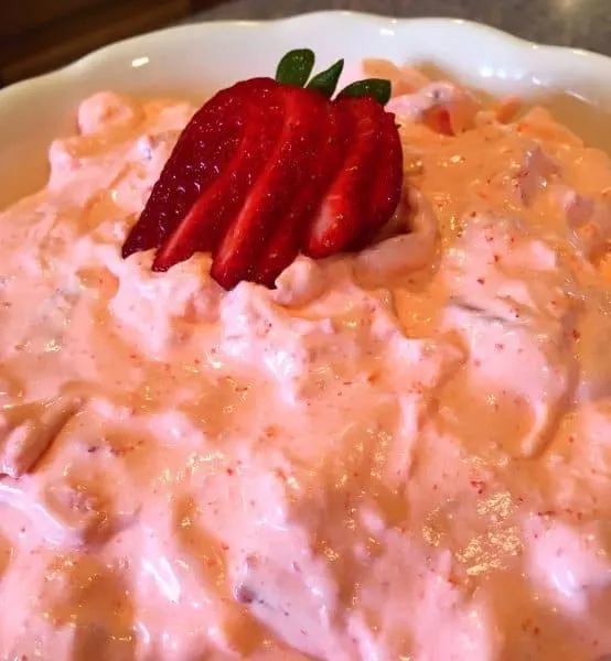 Strawberry Fluff Salad in Serving bowl