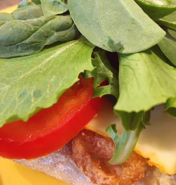 Spring Mix on top of tomatoes