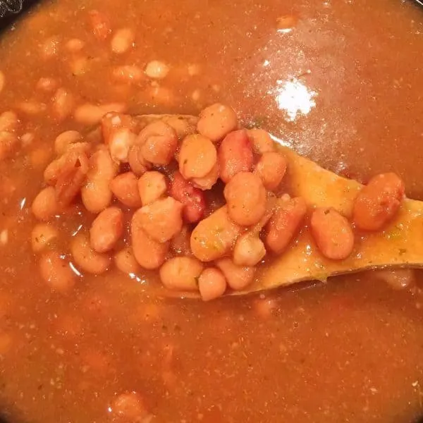 Beans in the slow cooker cooked and ready to eat